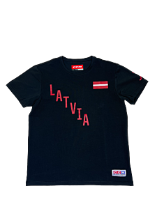 T-Shirt CCM DIAGONAL SS Tee Latvia Senior BlackL